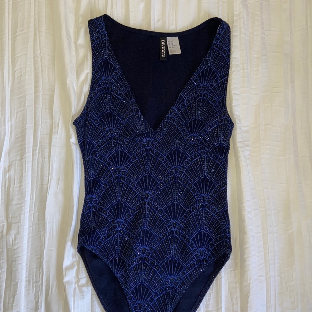 Sparkly deep v bodysuit